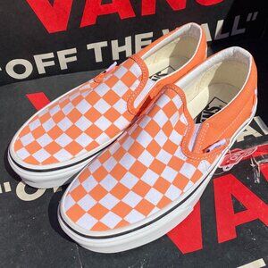 Vans Men's 4/Women's 5.5 Slip On Melon Orange Checkerboard VN0A4UH8ARX
